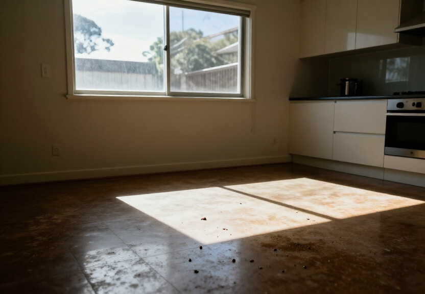 Cockroach infestation in a Werrington County kitchen before treatment